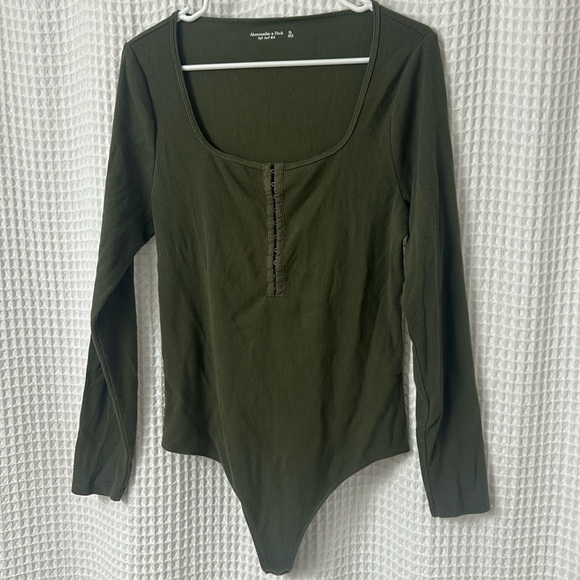 Abercrombie & Fitch Tops - Soft A&F Rib Green Bodysuit with hook & eye closure XL